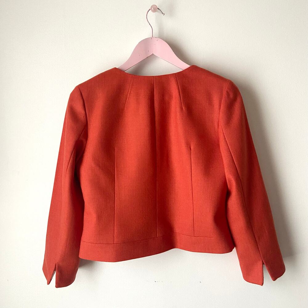 J.Crew orange herringbone wool Astrid cropped blazer - Picture 2 of 5